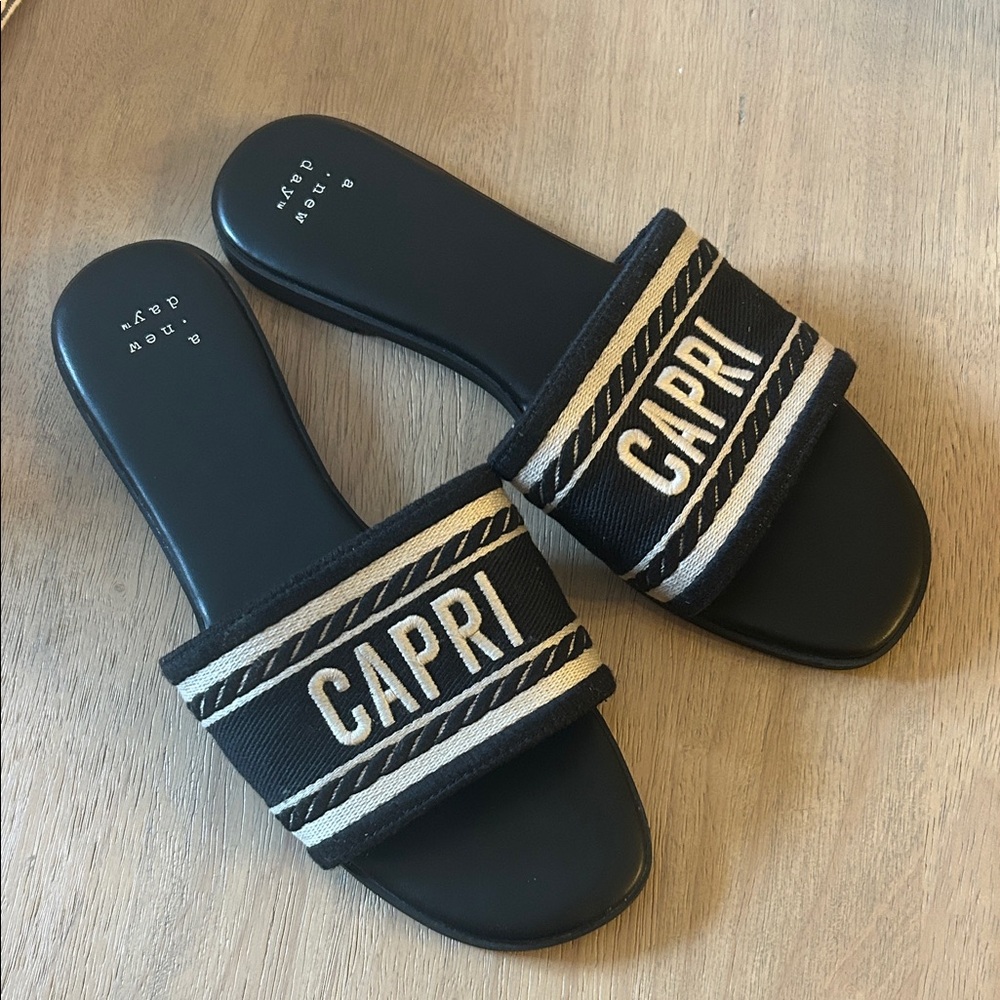 a new day Black and Cream Sandals